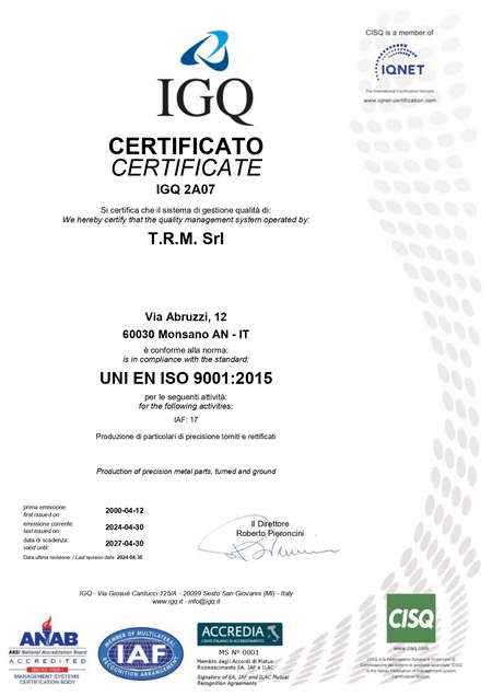Certificato icq TRM 2022